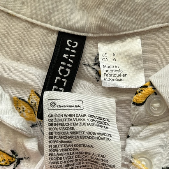 H&M Lemon Novelty Print Collared 100% Viscose Sleeveless Shirt Women's Size 6 - Picture 7 of 7